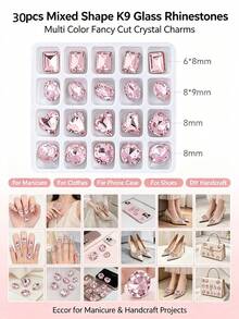 10/20/30/60pcs Mixed Shape K9 Glass Rhinestones Multicolor Fancy Cut Crystal Decor DIY Accessories For Nail Art And Craft Projects - Multicolor - View 10