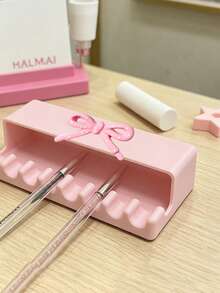Desk Organizer Bowknot Desktop Storage Box, Light-Shielding Pen Holder | Anti-Drip, Stationery Organizer, Cosmetic Compartment Storage Rack, Desk Organizer Box, Suitable For Students, Girls, Office Workers, Perfect For Back To School, Birthday Gifts, Store Pens, Lipsticks, Small Items, Dorm, Bedroom, Office Desk, Multi-Color Sweet Style Plastic Compartment Storage Box - Multicolor - View 10