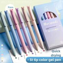 6pcs Morandi Clickable Neutral Pens Set, Multi-Color Journaling Markers For Students, Learning, Office And Daily Writing - A - View 7
