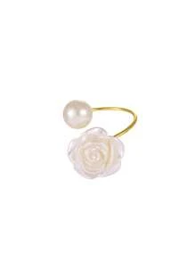 1/12/30/60pcs Elegant Pearl Rose Napkin Rings, Napkin Buckles, Hotel Napkin Rings, Wedding Banquet Napkin Rings, Home Daily Table Decor, Tablecloth Accessories, Wedding Decoration - Multicolor - View 13