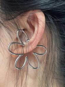 1pc Minimalist Luxury Floral Elegant Ear Cuff - Silver - View 2