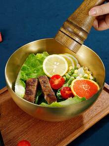 1pc Stainless Steel Bowl,Kitchen,Christmas Gift - Gold - View 7