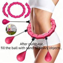 1PC 24-Section Detachable Weighted Fitness Ring, Soft Massage Abdominal Exercise Band, Waist Sculpting Fat Burning Slimming Device, Indoor Body Shaping Workout Gear For Belly Toning & Postnatal Care, Ball Needs To Be Filled With Weights To Rotate, Halloween Gift - Pink - View 2