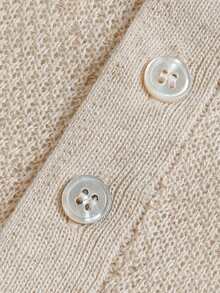 Men Autumn‑Winter Henley Neck Knit Sweater, Button Placket Long Sleeve Relaxed Jumper, Old Money Style For Holiday Festival Daily Wear - Apricot - View 5