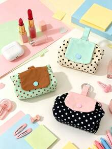Tas Earphone Lipat Gaya Jepang 6/1 pc, Kantong Kecil Kancing Jepit Warna Kontras, Tas Penyimpanan Travel Portabel, Dapat Menyimpan Earphone, Lipstik dan Barang Pribadi Kecil, Aksesori Harian Manis untuk Gadis - MultiWarna - View 5