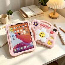 Cute Cartoon Flower Silicone Shockproof Protective Case With Retractable Rotating Stand And Hidden Pen Slot, With Handle, Compatible With IPad A16/ Pad 6/6Pro/7/7Pro/ MatePad SE/Honor Pad X8A, Suitable For Students Online Classes, Mobile Office And Home Movie Watching - Pink - View 7