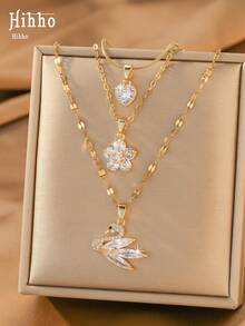 Hihho 3pcs/Set Gentle Style Women's Jewelry Suitable For Daily Commute, Date, Shopping, Banquet Wear - Necklace Set - View 9