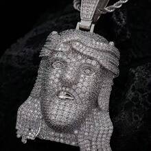 Bold Little Jesus Head Design With Exquisite Decoration, Shiny And Eye-Catching, Showcasing Personalized And Style. Gold Appearance Combined With Thick Twisted Rope Chain, Paired With Large Pendant, Overall Fashionable And Striking Look, Easily Creating Hip-Hop Street Style. Suitable For Matching With T-Shirts, Hoodies, Jackets And Other Daily Outfits, Also Applicable For Parties, Gatherings, Music Festivals, Street Photography And Other Occasions, It's A Personalized Accessory To Enhance The Overall Look. - Miniature Figure - View 4