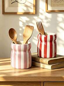 1 Ins‑Style Retro Embossed Striped Storage Bucket, Decorative Multi‑Purpose Storage Box, Suitable For Kitchen Countertops And Home Desktops - Multicolor - View 7