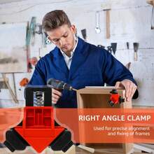 90 Degree Right Angle Woodworking Clamps 4pcs Strong High Spring Clamps Single-Hand Right Angle Fixing Clamps For Picture Frame Background Wall Panel Clamps Dust-Proof Stackable Storage Box Set Woodworking Tools - A - View 5