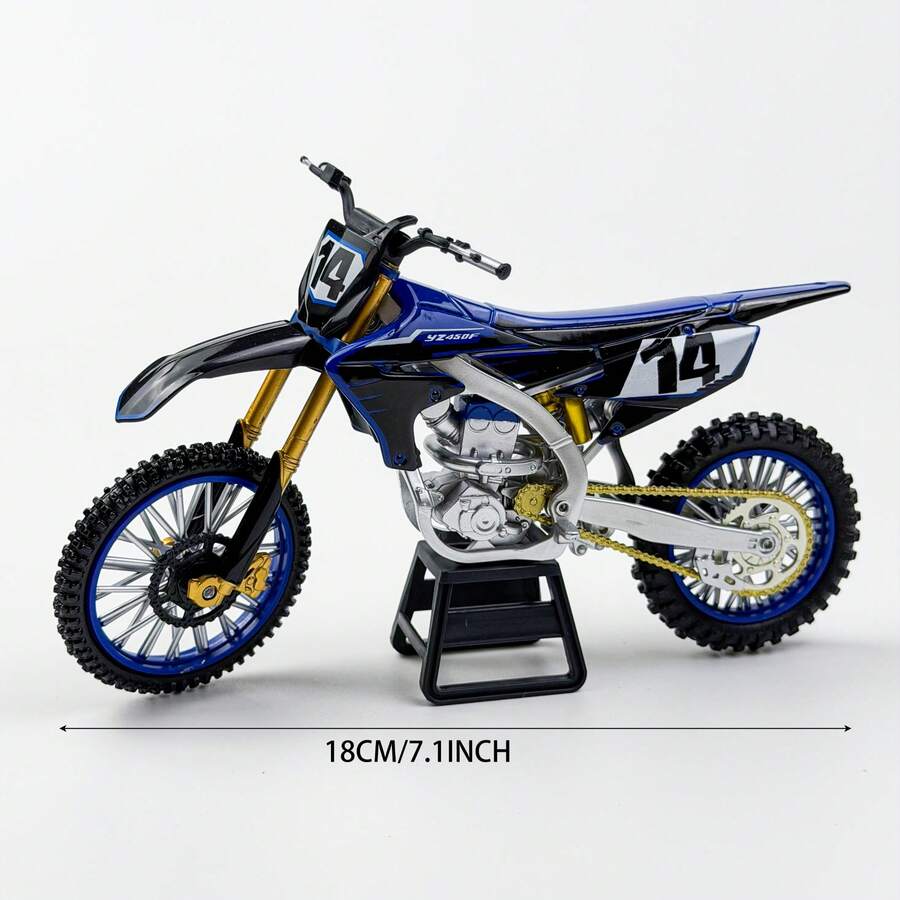 14# Painted Off-Road Motorcycle Model, Die-Cast Alloy Motorcycle Model, Suitable For Motorcycle Enthusiasts Collection And Gift - Multicolor - View 1