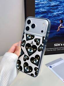 1pc Black Frame Transparent Minimalist Lens Protection Anti-Drop Anti-Collision Full Screen Blue Eye Pattern Phone Case Personalized Suitable For IPhone 16 Pro Max Phone Case 17/16/15/14/13/12/11 Protective Case Air - Multicolor - View 3