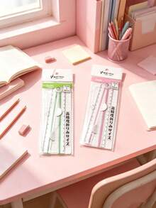 1/4pcs Multi-Color Angle Folding Ruler, Office & Study Drawing Ruler, Straight Ruler For Exams, Back To School Gift, Random Color - Multicolor - View 4