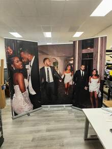 1pc - Personalized Banner, Customized Photo Polyester Fiber Banner. Personalized Wedding Photo Text Poster, Customized Frameless Canvas Graduation Poster, Wedding Welcome Poster, Customized Birthday Party Poster, Wedding Welcome Sign Template - Multicolor - View 3
