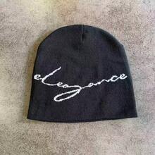 1pc Minimalist "Elegant" White Letter Knit Beanie - Versatile Fashion Accessory For Autumn/Winter - A - View 11