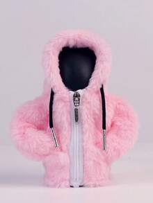 1pc Plush Hooded Car Gear Shift Cover, Zippered Faux Fur Warm Gear Lever Protector, Thickened Plush Material, Cute Winter Car Interior Decor Cover, Universal For Manual And Automatic Transmission Models, Winter Warm Interior Accessory - A - View 18