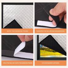 Self-Adhesive Hook And Loop, No-Drill, Thickened Graphene Aluminum Foil Window Curtain, Blackout, Windproof And Cold-Insulating, Suitable For Various Windows, Easy To Install And Remove, No Damage To Window Frame - Silver Black - View 4