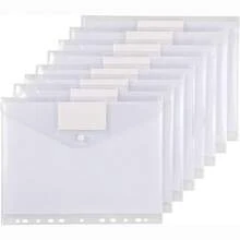 8pcs/16pcs 11-Hole Clear Plastic Storage Zipper Bag With Snap/Hook And Loop Closure, Fit For A4 Binders With 2/3/4 Rings Back To School,Back To School,School Supplies - Clear - View 12