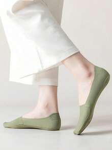 5 Pasang Kaos Kaki Wanita Bahan Sutra Es, Kaos Kaki Pendek Tipis Anti Selip untuk Musim Panas, Kaos Kaki Tak Terlihat untuk Sepatu Hak Tinggi, Kemasan Kartu Acak - MultiWarna - View 2