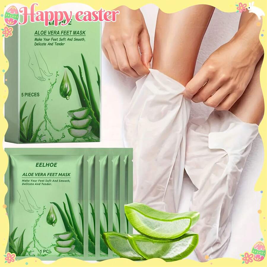 EELHOE 5 buah Masker Kaki Lidah Buaya, Melembapkan, Menghidrasi, Mengelupas, Mengencangkan, Membersihkan dan Melembutkan - 5 buah - View 1