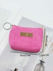 6pcs/3pcs/1pc Fashion Mini Corduroy Coin Purse With Keychain - Casual & Stylish, Perfect For Storing Keys, Data Cables,Coins And Rings - Easy To Clean - Multicolor - View 8