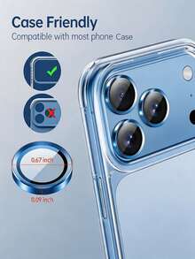 3 Paket [Baru 2026] Pelindung Lensa Kamera Kaca Tempered 9H Kompatibel Dengan iPhone 18 Pro Max/18 Pro/17 Pro Max/16/15/14 Pro/14 Pro Max, Bingkai Logam, Anti Sidik Jari, Jernih HD, Bebas Gelembung, Mudah Dipasang, Ramah Casing, Biru - Baby Blue - View 5