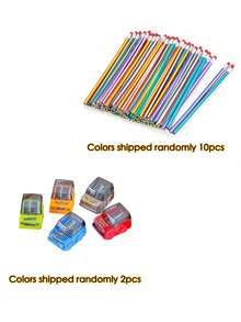 2pcs/4pcs Car Shaped Manual Pencil Sharpener, 12pcs/24pcs Set, Dual Hole Pencil Sharpener, For Students, School, Office, Back To School - Multicolor - View 10