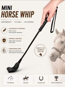 1pc Black Braided Faux Leather Riding Crop With Durable Handle, Flexible Equestrian Training Whip For Horse Riding, Daily Training & Competition, Western Cowboy Costume And Cosplay Prop - Multicolor - View 4