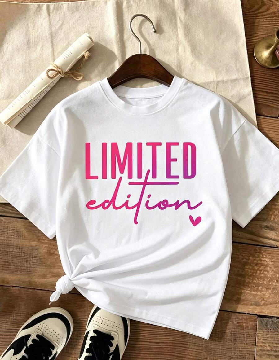 Unisex Oversized Loose-Fit Graphic Slogan T-Shirt, Limited Edition, Crew Neck And Short Sleeves. Street-Style Summer Top - White - View 1