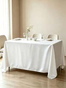 1/5pcs Satin Tablecloth, Wedding Decor Long Tablecloth, Rectangular Smooth Soft Satin Tablecloth, Wedding Banquet Table Decor, Birthday Party, Suitable For Indoor And Outdoor Restaurant, 58x102 Inches, All Season - White - View 8