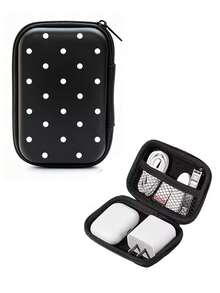 New Polka Dot Pattern EVA Hard Shell 4.3 Inch Compact Storage Box - Durable Travel Protective Storage Bag, Suitable For Electronic Accessories, Earphones, Hard Drives And Data Cables; Anti-Drop Zipper Pouch, Vacation Essential, Travel Essential, Teacher's Day Gift For Teachers, Christmas Gift - Multicolor - View 7