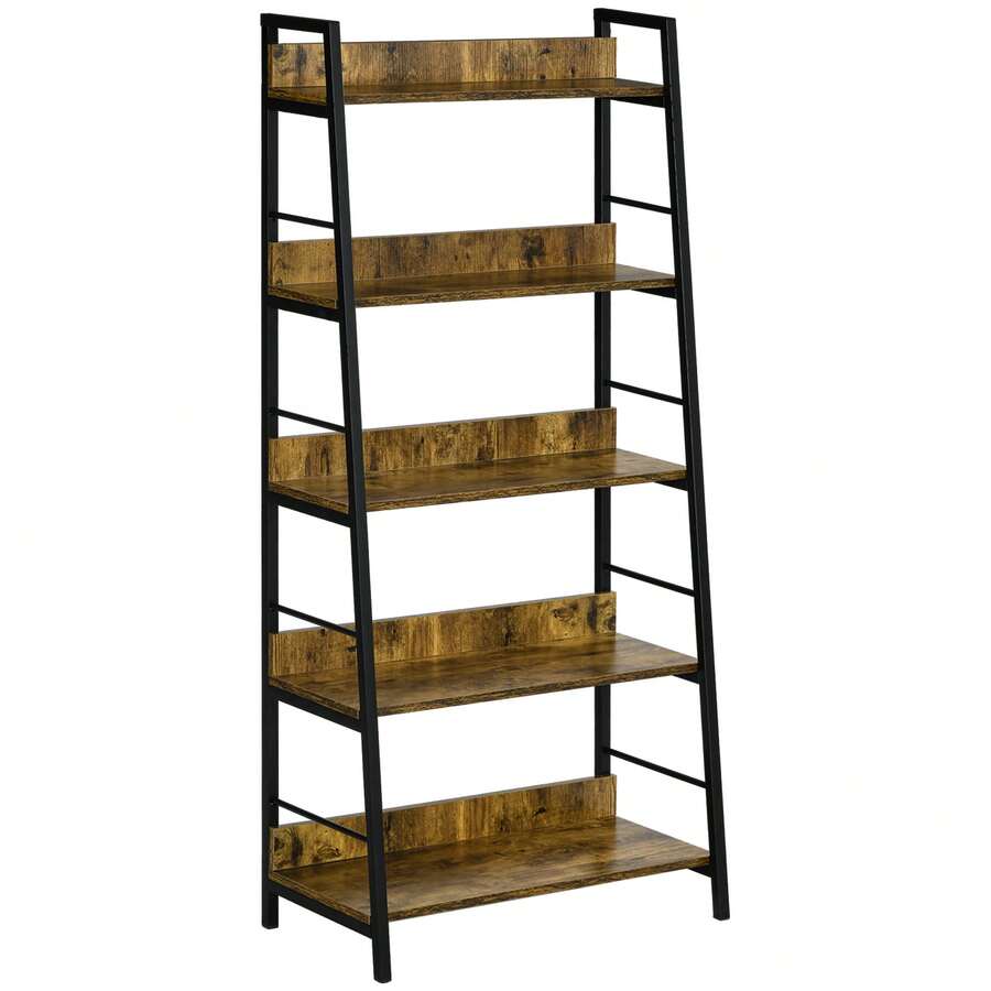 Industriële schuine boekenkast met 5 planken, 70L x 35B x 150H cm - A - Bekijken 1