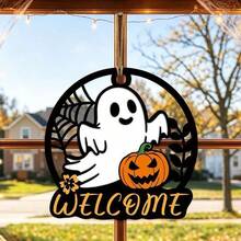 Cross-Border Halloween Round Acrylic Ghost Pumpkin Hanging Sign, Holiday Party Welcome Door Wall Decor - Multicolor - View 4