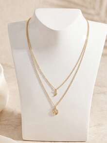Shescity 2pcs Brass Gold-Tone Ultra-Thin Collarbone Chain Necklace, Layerable Minimalist Elegant Necklace - Gold - View 4