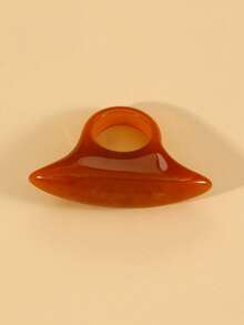 1pc Fashion Vintage Minimalist Exaggerated Personalized Resin Oval Ring Suitable For Women's Daily And Vacation Wear - Orange - View 3
