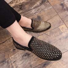 Men's Metal Rivet Pointed Toe Loafers, Comfortable Shoes Suitable For Party, Stage, Banquet, Nightclub, Date, Gathering, Travel, Street, Daily Occasions - Gold - View 7