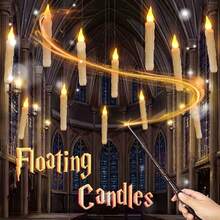 12pcs/20pcs Floating LED Candles With Remote Control - Indoor Home Room Classroom Bedroom Birthday Party Wizard Christmas Decor, Includes Fishing Line, Halloween Decor (2AA Batteries Not Included) - Warm Color - View 2