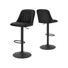 Goeurvant Height Adjustable Bar Stools 360° Swivel Breakfast Bar Chairs With Backrest And Matte Black Metal Base Modern Counter Stools For Living Room And Home Bar Set Of 2/4/6-Black PU Leather - Black PU Leather - View 11