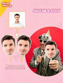 Custom Photo Mask, Personalized Wedding Portrait, Custom Big Head Hollow Portrait Stick, Custom Face Hollow Party Decoration Accessory, Upload Photo, Suitable For Birthday, Wedding, Friends, Family, Best Gift, Party, Decoration, Multi-Functional, Custom, Personalized, Unique, Bachelor Party, Birthday Party Costume, Classroom Decoration/Back To School/Party Decoration - Multicolor - View 4