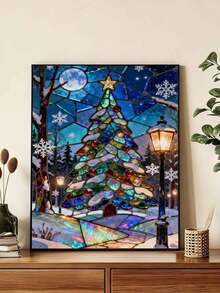 DIY Stained Glass Christmas Tree Snow Scene (8x12 / 16x20 Inches) Paint By Numbers Kit(Acrylic) Arts & Crafts For Adult Beginners, Home Wall Decor, And Holiday Gifts, Best Seasonal Home Art Projects - Sets - View 4