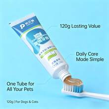 PC Petclear Dual-Action Pet Toothpaste, Universal Oral Care For Cats And Dogs. Dual-Action Formula For Cleaning And Tooth Protection, Deeply Cleans Tooth Surface Dirt, Reduces Plaque Buildup, Long-Lasting Fresh Breath, Improves Oral Odor, Suitable For Daily Pet Tooth Cleaning And Maintenance. - Baby Blue - View 5