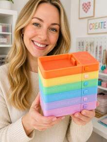 Stackable Diamond Painting Tray With Buckle And Storage Box, Multi-Color Diamond Storage Tray, Leak-Proof Sorting Tray, Diamond Painting Tool Set - A - View 10