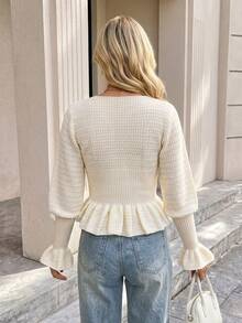 Women's V Neck Long Sleeve Button Detail Short Cardigan, Elegant For Fall And Winter - Beige - View 4