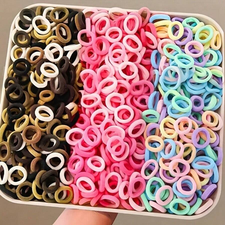 150/300/450pcs/Packs Of Colorful Hair Ties, Durable And Non-Damaging To Hair. Perfect For Cute Girls Using Them For Everyday Ponytails. - Multicolor - View 1