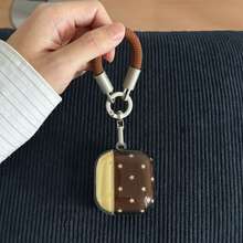 Korean Minimalist Transparent Coffee Bottom Yellow Star + Coffee Color Short Braided Rope Earphone Case Compatible With AirPods Pro 3 New Pro 2 Protective Cover Pro Cute Apple 4 Minimalist 3 Personalized 1/2 Generation Girls Earphone Case Protective Cover Spring/Summer Earphone Case/Birthday Gift/Holiday Gift - Brown - View 5