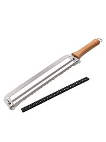 1pc Solid Wood Handle Bread Slicer, Stainless Steel Serrated Bread & Pastry Cutter, Anti-Scratch Protective Cover, Multi-Function Kitchen Slicing Tool Suitable For Bread, Bagels, Fruits, Vegetables And Home Baking - View 4