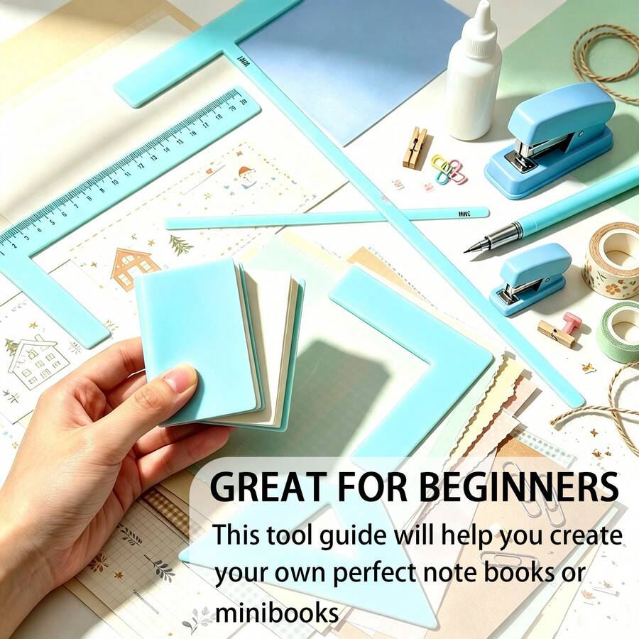 5pcs Book Binding Tools And Supplies Template Kit, Scrapbook Template And Cutting Guide Set, Suitable For Beginners To Make Notebooks, Calendars, Junk Journals, Applicable For Students And Bible
