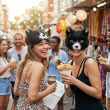 1PC Sexy Personalized Long Fur Fox Cat Face Mask For Masquerade Party, Costume Party, Holiday Celebration, Halloween, Stage Performance - Multicolor - View 3