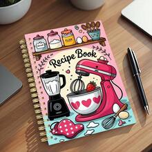 1Pc, Cute Cartoon Kitchen Theme, Spiral Recipe Book, Recipe Book With Pink Mixer And Blender Illustration, 21Cm X 14.5Cm, A5 Format, Cooking Notes Organizer, 30 Sheets (60 Pages) Perfect Gift For Home Bakers - Rectangle - View 4