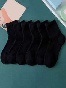 Cotton 6/10/15/20 Pairs Unisex Minimalist Solid Color Mid-Calf Socks - Multicolor - View 22